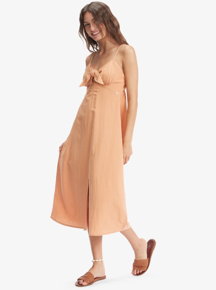 Orange Women's Roxy Bittersweet Step Midi Dress | USA WFIO-28759