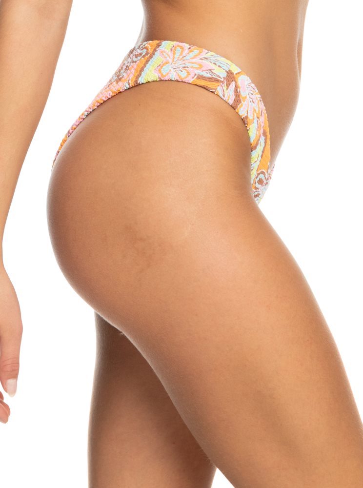 Orange Women's Roxy Floraldelic Cheeky Bikini Bottoms | USA PLUH-90316