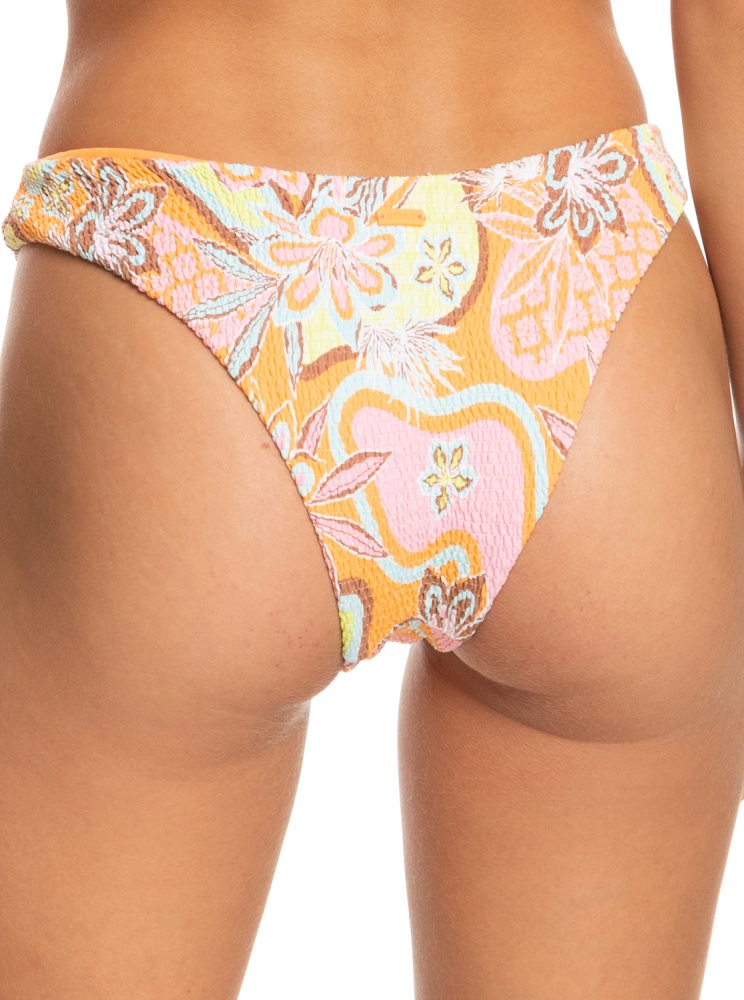 Orange Women's Roxy Floraldelic Cheeky Bikini Bottoms | USA PLUH-90316