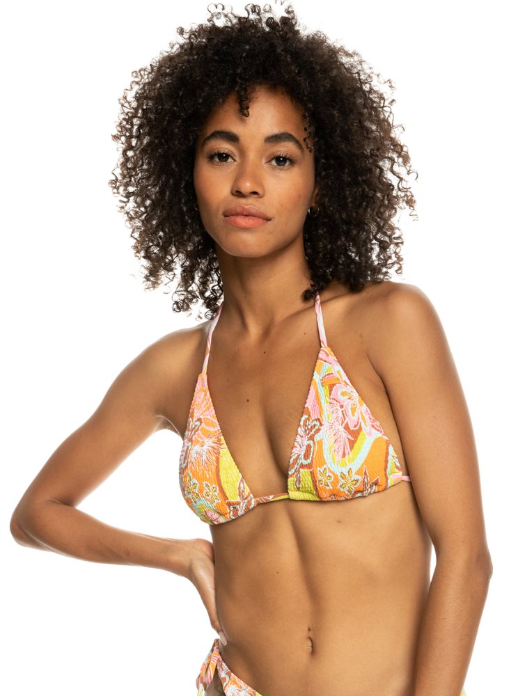 Orange Women's Roxy Floraldelic Tiki Tri Bikini Tops | USA QOTH-87296