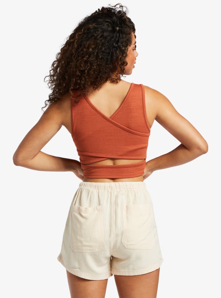 Orange Women's Roxy Good Keepsake Crop Tops | USA PALV-37896