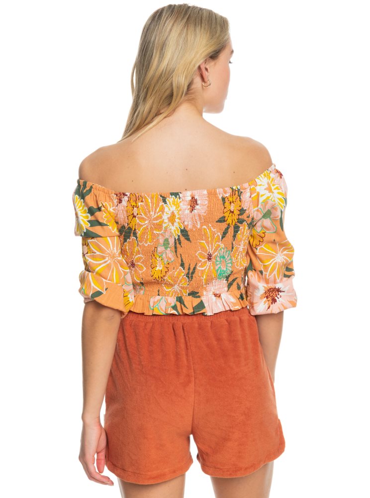 Orange Women's Roxy Like The Sun Again Woven Off The Shoulder Tops | USA RJEM-48359