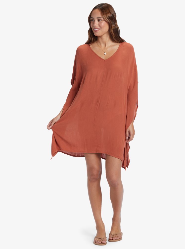 Orange Women's Roxy Moon Blessing Ponchos | USA ZCJO-01893