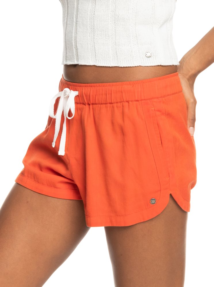 Orange Women's Roxy New Impossible Love Elasticized Shorts | USA DIMA-78390