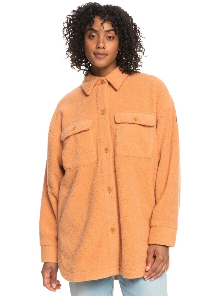 Orange Women's Roxy Over And Out Fleece Shirt Jackets | USA MSTU-48193