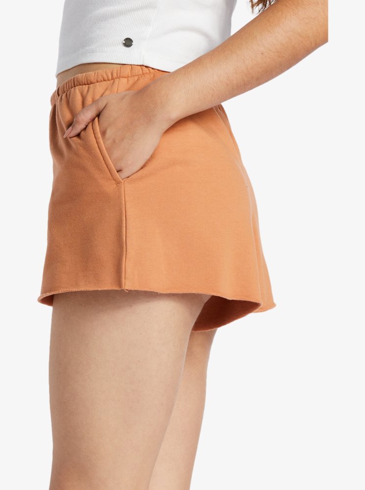 Orange Women's Roxy Salted Shores High-Waisted Sweatshorts Shorts | USA HKCX-65802