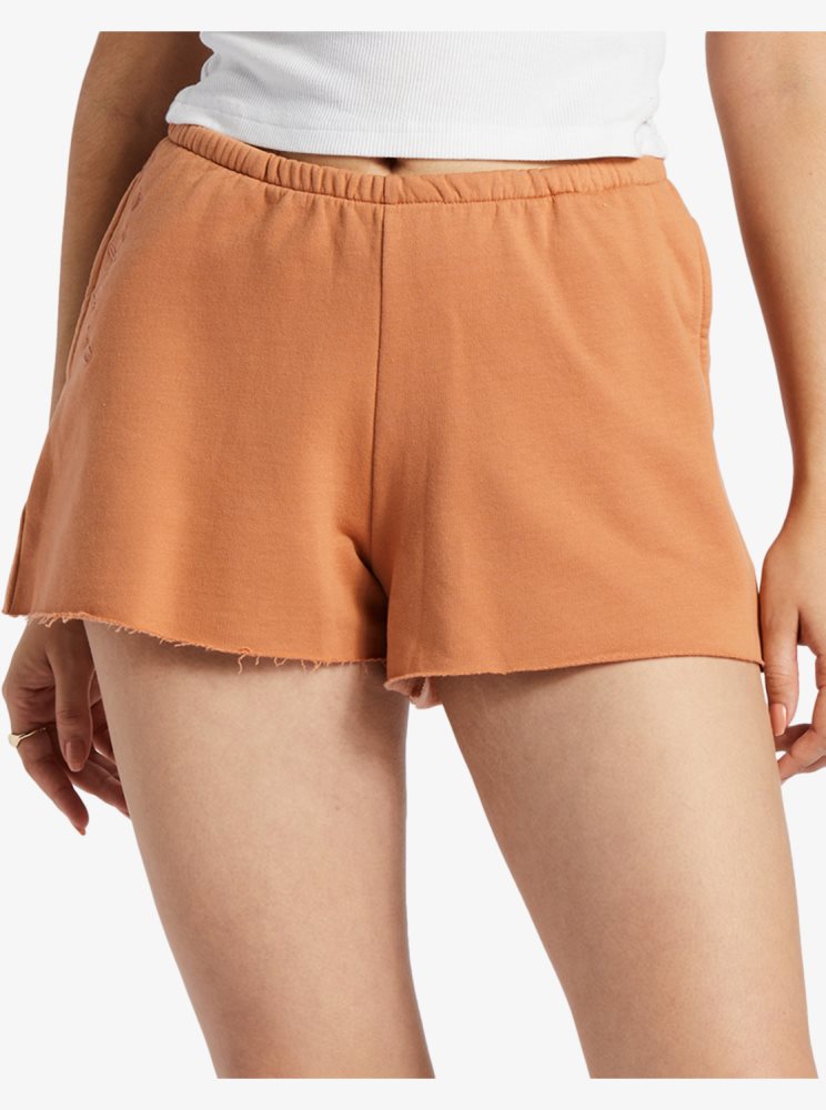 Orange Women\'s Roxy Salted Shores High-Waisted Sweatshorts Shorts | USA HKCX-65802