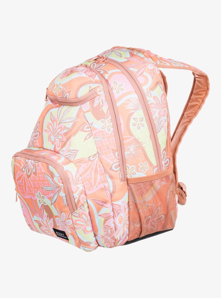 Orange Women's Roxy Shadow Swell Printed 24L Medium Backpacks | USA FNBM-93028