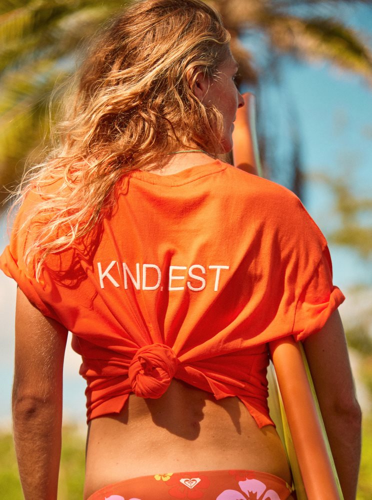 Orange Women's Roxy Surf.Kind.Kate. Oversized T Shirts | USA QEHW-57286