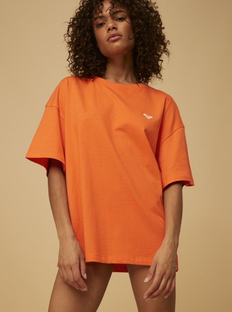 Orange Women's Roxy Surf.Kind.Kate. Oversized T Shirts | USA QEHW-57286