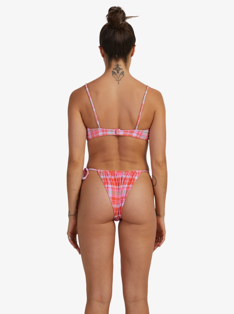 Orange Women's Roxy Tartan Times Tie-Side Bikini Bottoms | USA YBVH-01389