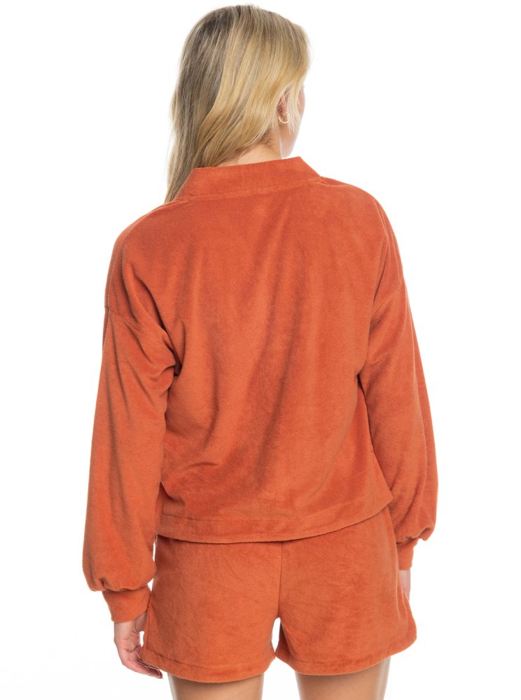 Orange Women's Roxy Threes Company Organic Button-Front Cardigan Sweaters | USA KBVM-59086