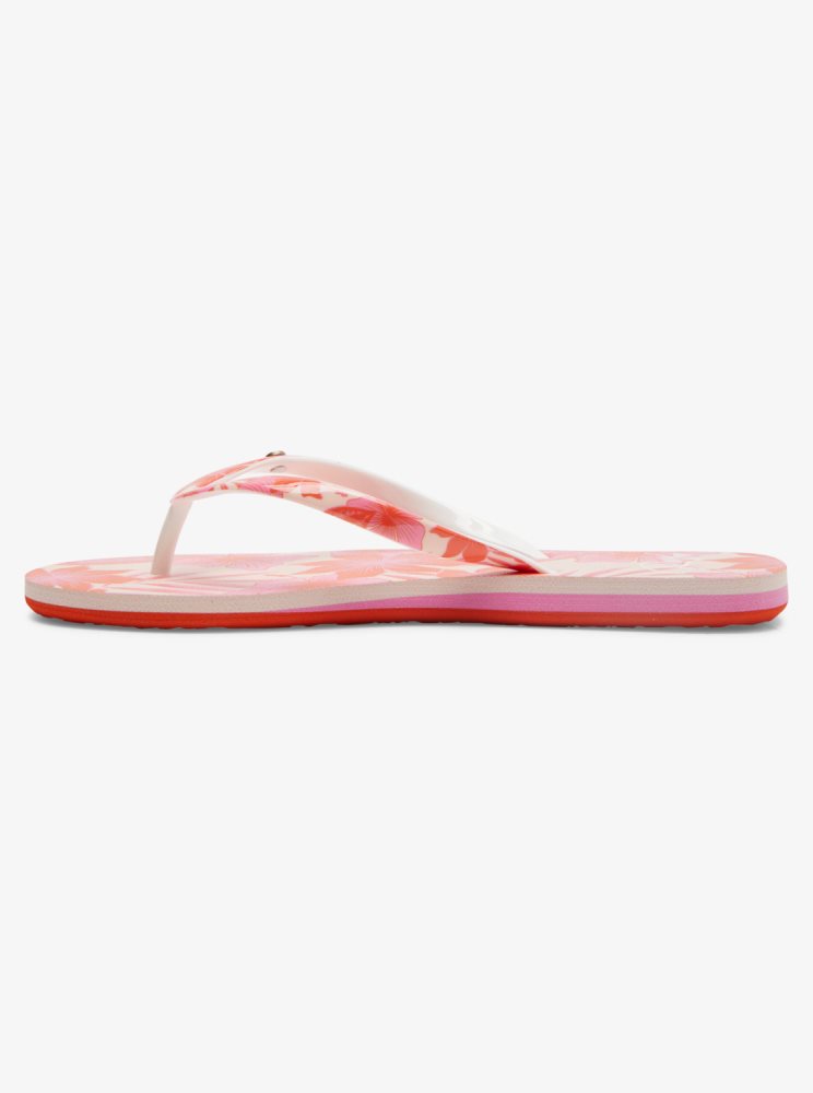 Pink Flower Women's Roxy Portofino Flip Flops | USA EGZC-46387