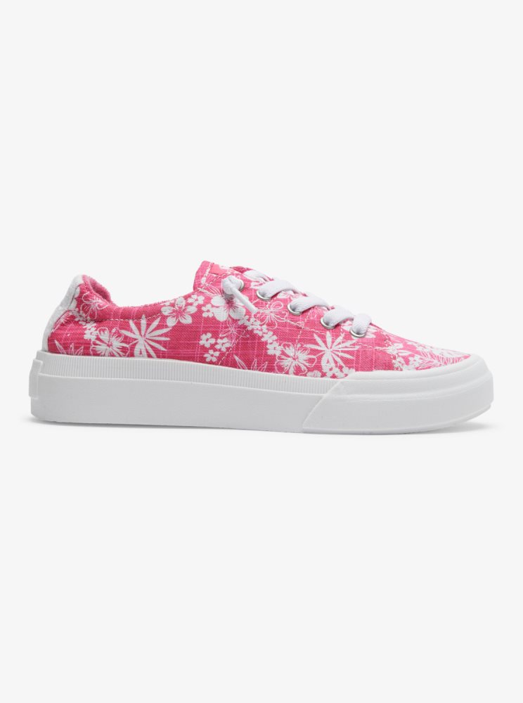 Pink Flower Women's Roxy Rae Sneakers | USA UWGE-71802