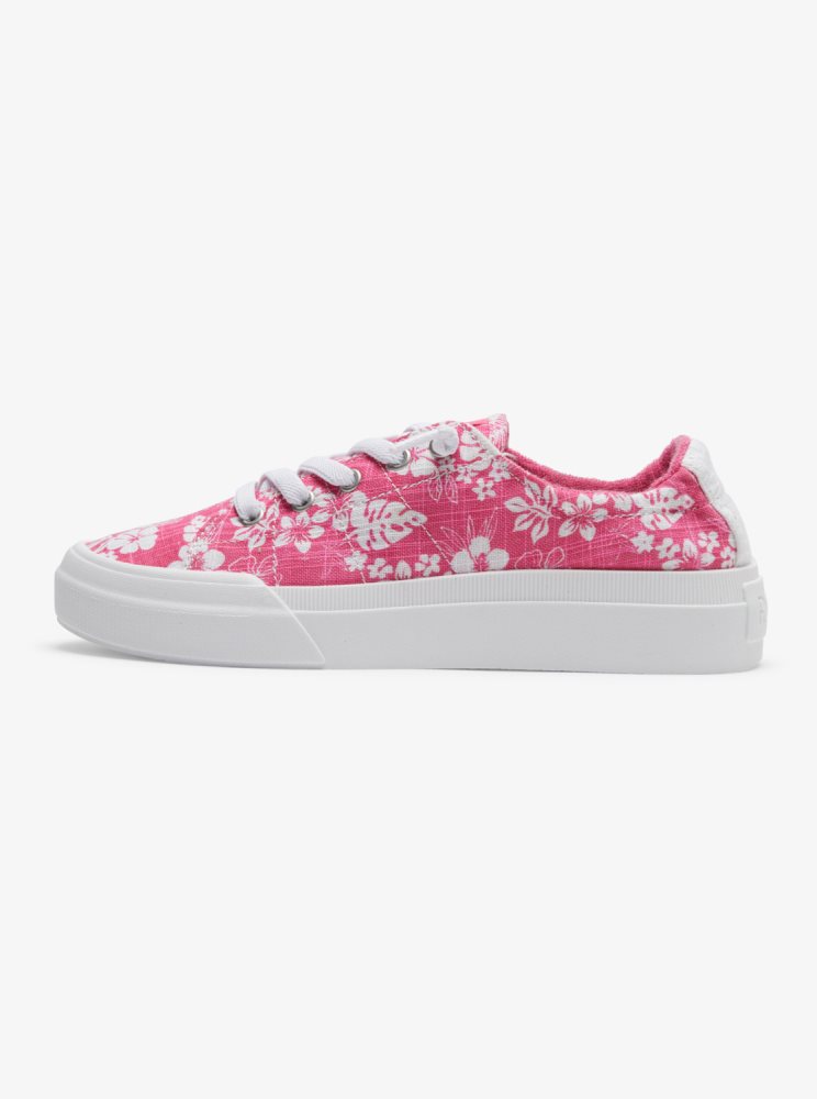 Pink Flower Women's Roxy Rae Sneakers | USA UWGE-71802