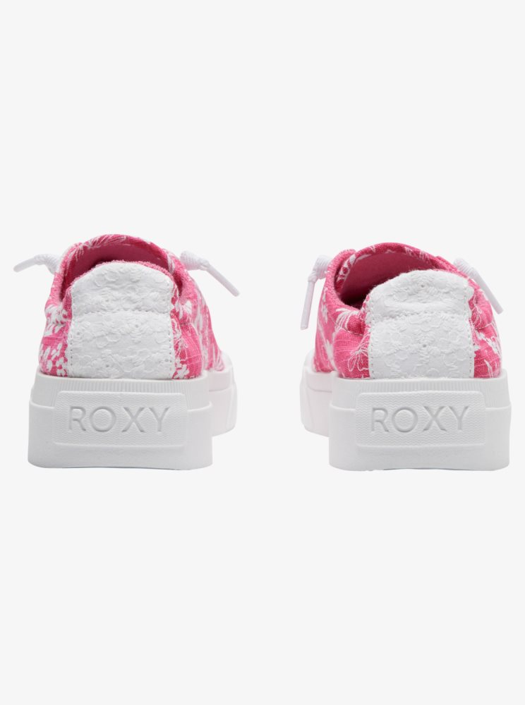 Pink Flower Women's Roxy Rae Sneakers | USA UWGE-71802