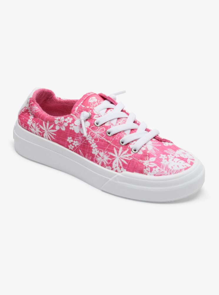 Pink Flower Women\'s Roxy Rae Sneakers | USA UWGE-71802