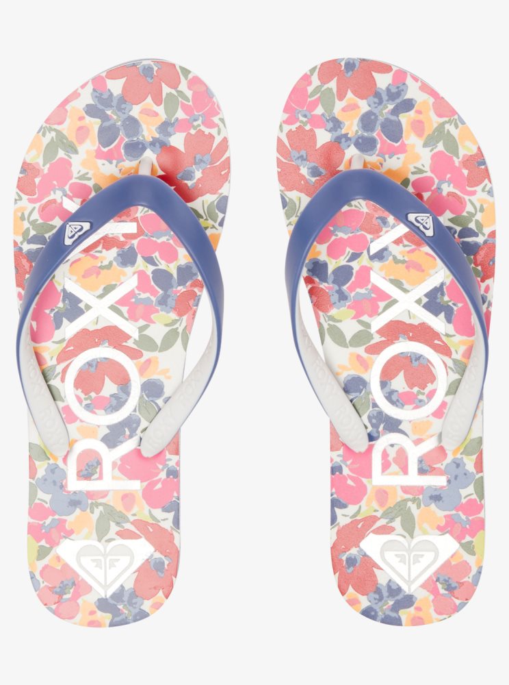 Pink Flower Women's Roxy Tahiti Flip Flops | USA HOXU-72650