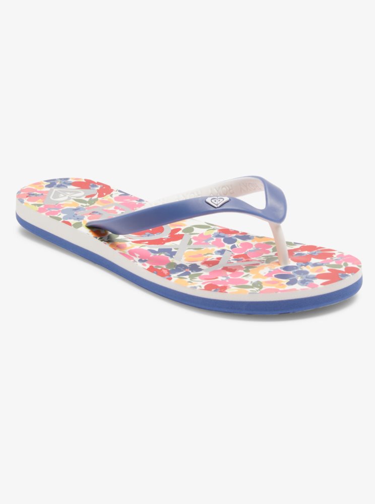 Pink Flower Women\'s Roxy Tahiti Flip Flops | USA HOXU-72650