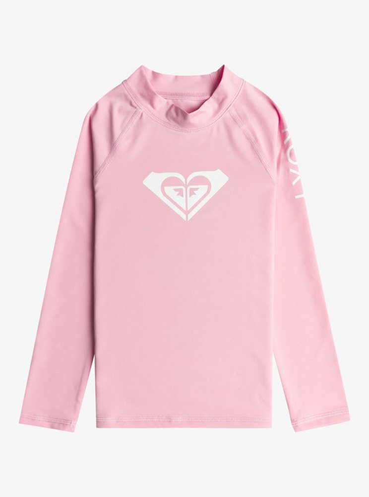 Pink Kids\' Roxy 2-7 Whole Hearted Long Sleeve UPF 50 Rashguards | USA LFDN-28970