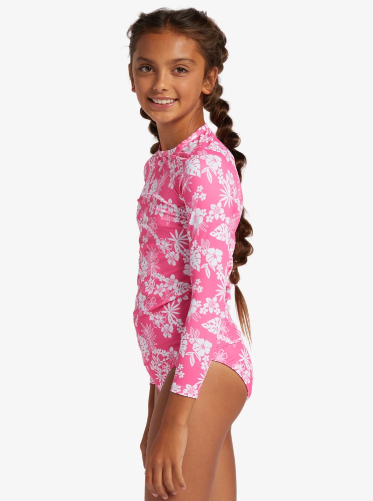 Pink Kids' Roxy 4-16 Aloha Spirit Long Sleeve UPF 50 Set Rashguards | USA TBXA-87150