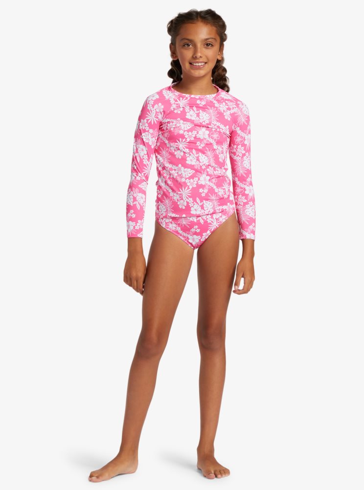 Pink Kids' Roxy 4-16 Aloha Spirit Long Sleeve UPF 50 Set Rashguards | USA TBXA-87150