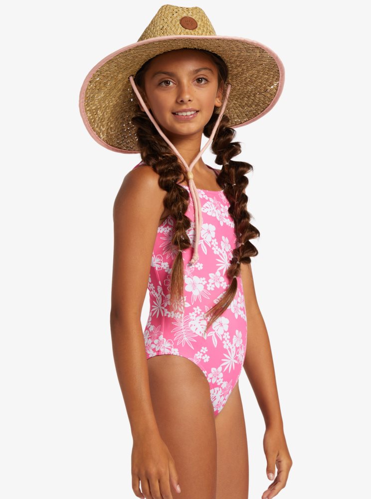 Pink Kids' Roxy 4-16 Aloha Spirit One Piece Swimsuits | USA NJDG-04732