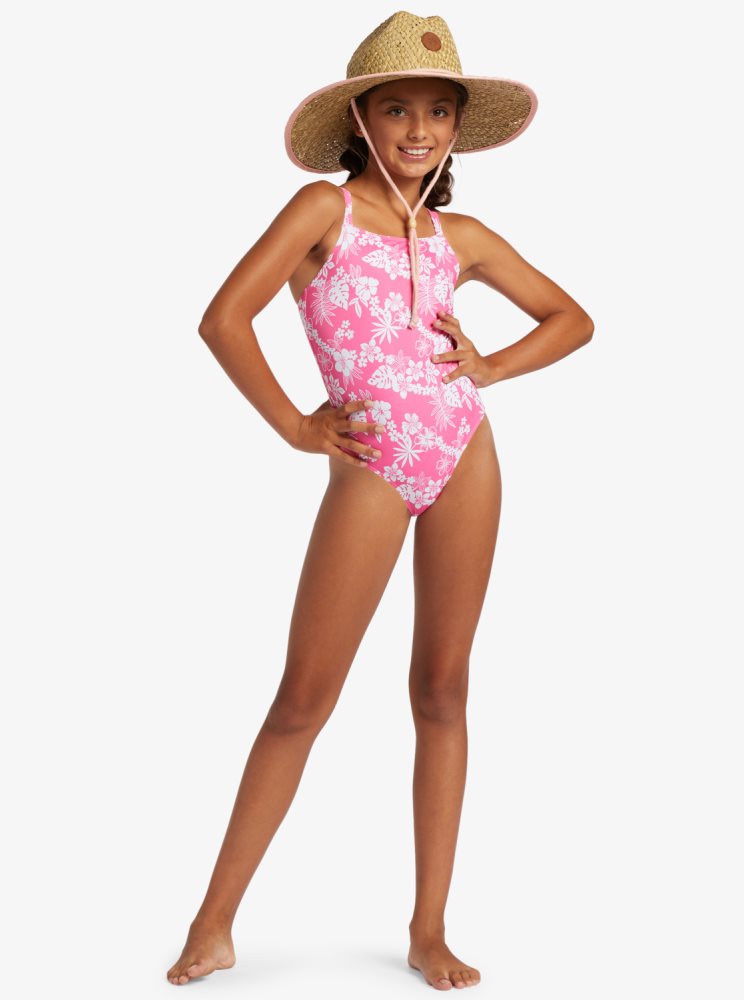 Pink Kids' Roxy 4-16 Aloha Spirit One Piece Swimsuits | USA NJDG-04732