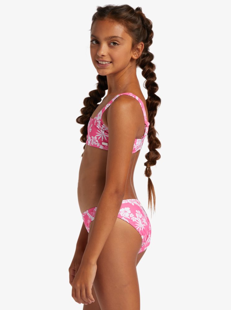 Pink Kids' Roxy 4-16 Aloha Spirit Two Piece Bralette Set Bikinis | USA XDMI-96732