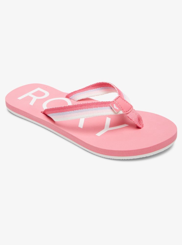 Pink Kids\' Roxy 4-16 Colbee Flip Flops | USA ODNB-79326