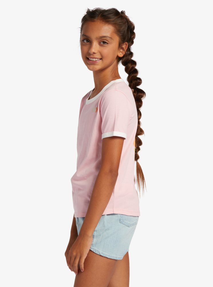 Pink Kids' Roxy 4-16 Cottonflower T Shirts | USA HQKS-69018