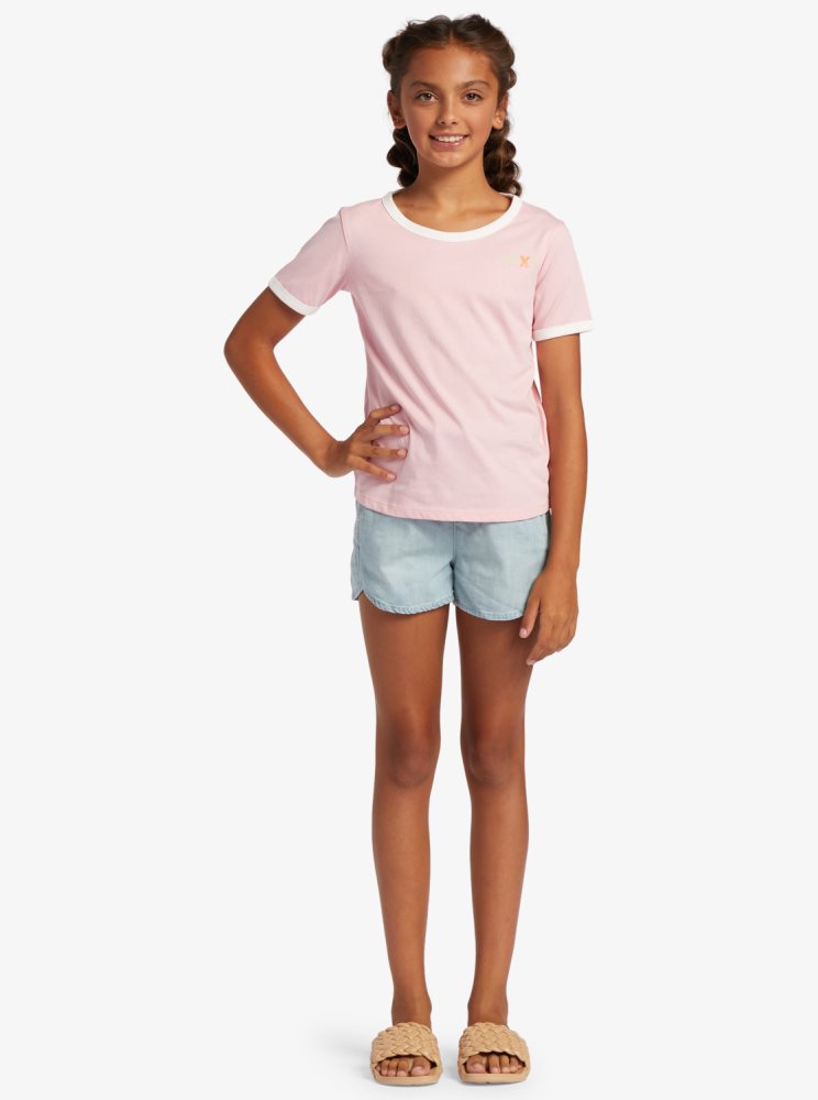 Pink Kids' Roxy 4-16 Cottonflower T Shirts | USA HQKS-69018