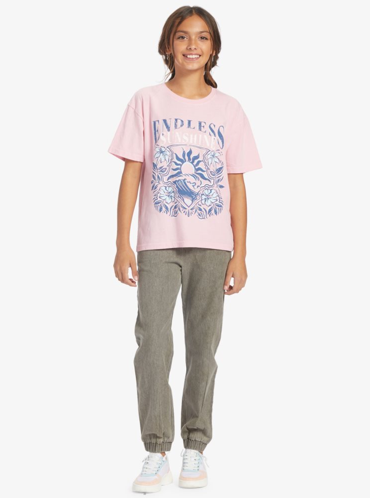 Pink Kids' Roxy 4-16 Endless Sunshine Oversized T Shirts | USA JMAO-36982