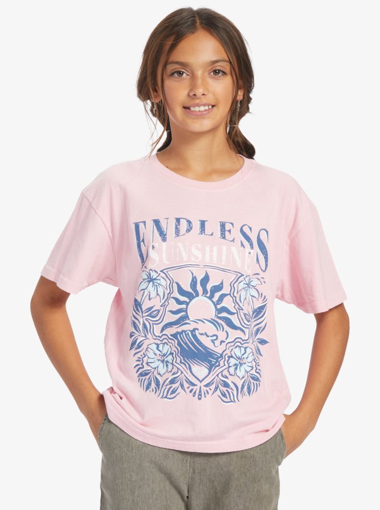 Pink Kids\' Roxy 4-16 Endless Sunshine Oversized T Shirts | USA JMAO-36982