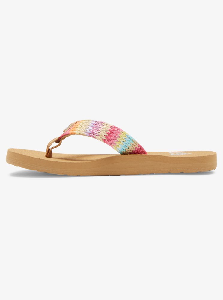 Pink Kids' Roxy 4-16 Porto Raffia Flip Flops | USA MIEF-05294