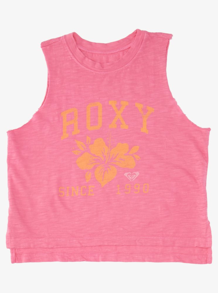 Pink Kids\' Roxy 4-16 Team 1990 Sleeveless T Shirts | USA GELH-65180