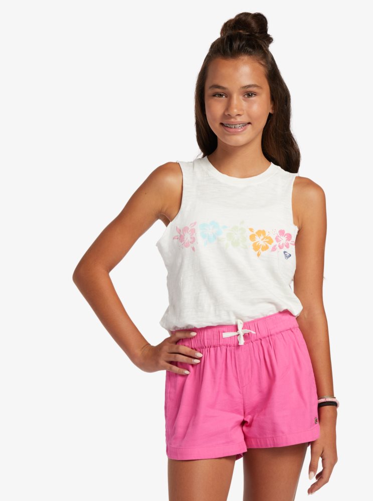 Pink Kids' Roxy 4-16 Una Mattina Elastic Waist Shorts | USA OEKX-79438