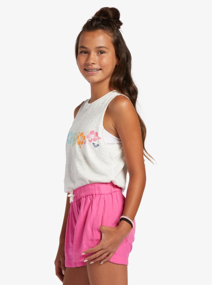 Pink Kids' Roxy 4-16 Una Mattina Elastic Waist Shorts | USA OEKX-79438