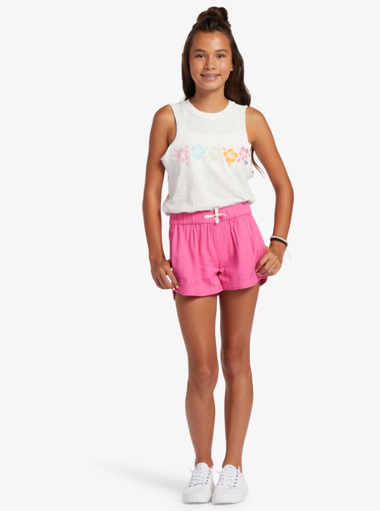 Pink Kids' Roxy 4-16 Una Mattina Elastic Waist Shorts | USA OEKX-79438