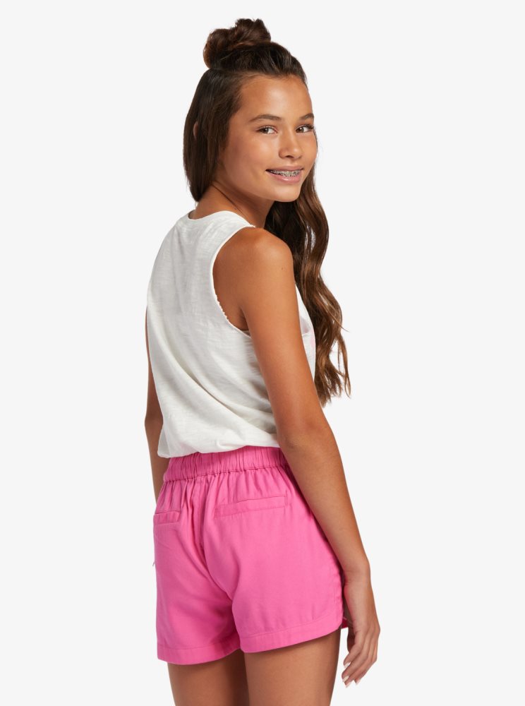 Pink Kids' Roxy 4-16 Una Mattina Elastic Waist Shorts | USA OEKX-79438