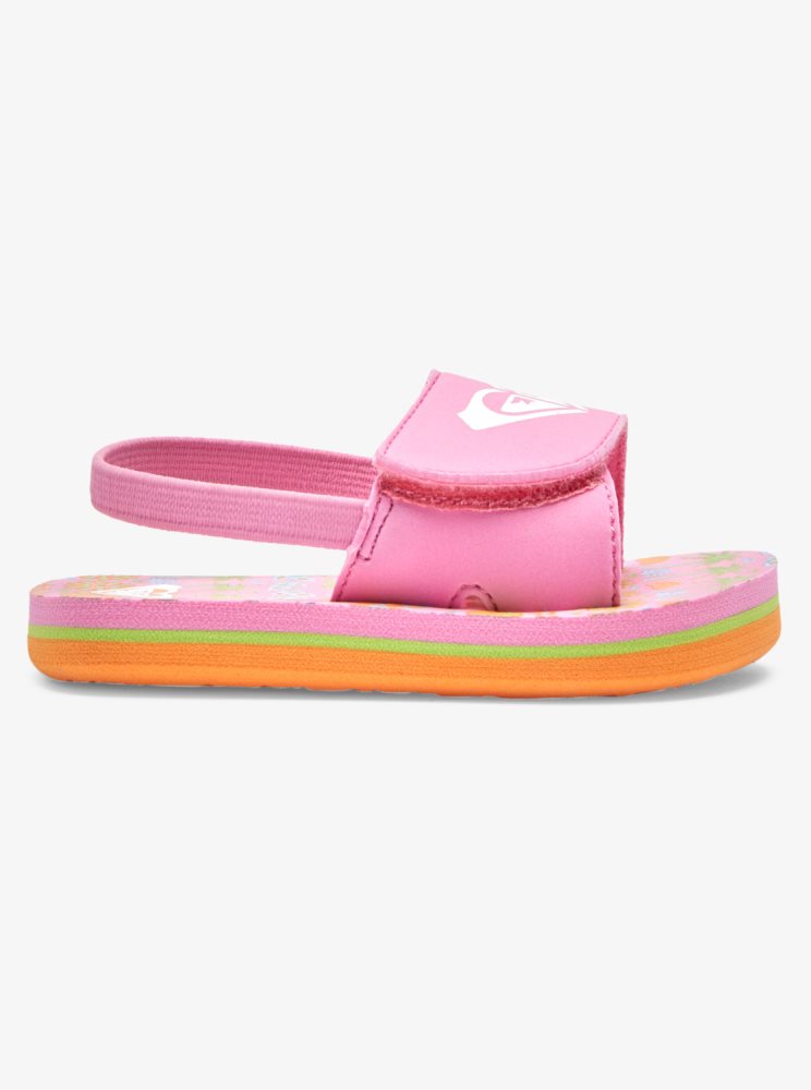 Pink / Light Green Kids' Roxy Finn Sandals | USA IJZO-36794