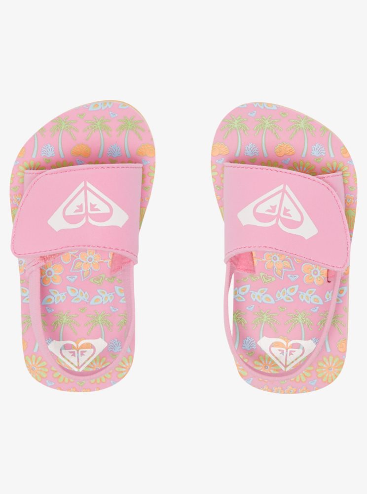 Pink / Light Green Kids' Roxy Finn Sandals | USA IJZO-36794