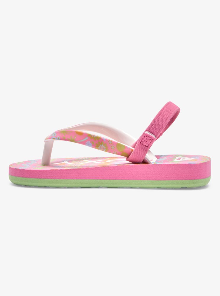 Pink / Light Green Kids' Roxy Pebbles Sandals | USA PEDB-75834