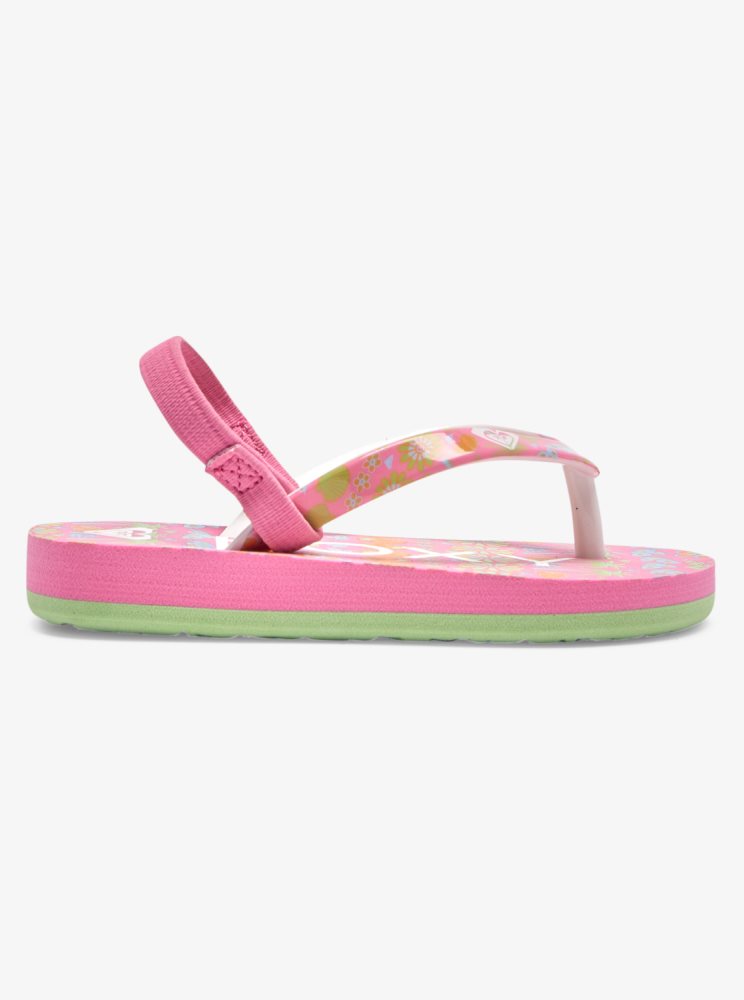 Pink / Light Green Kids' Roxy Pebbles Sandals | USA PEDB-75834