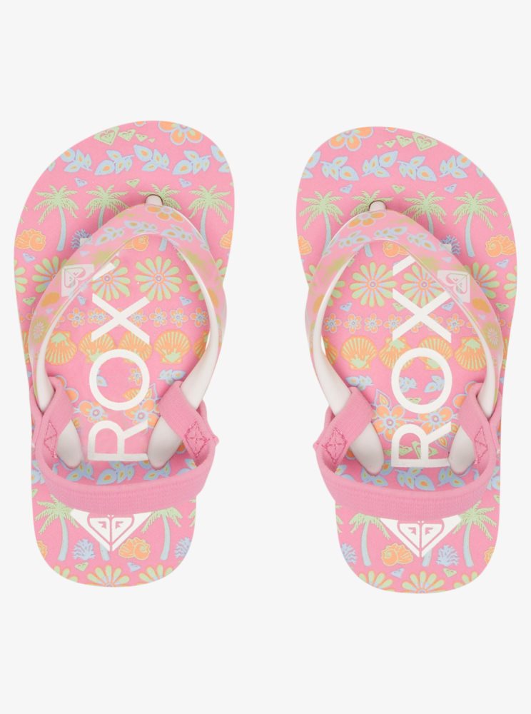 Pink / Light Green Kids' Roxy Pebbles Sandals | USA PEDB-75834