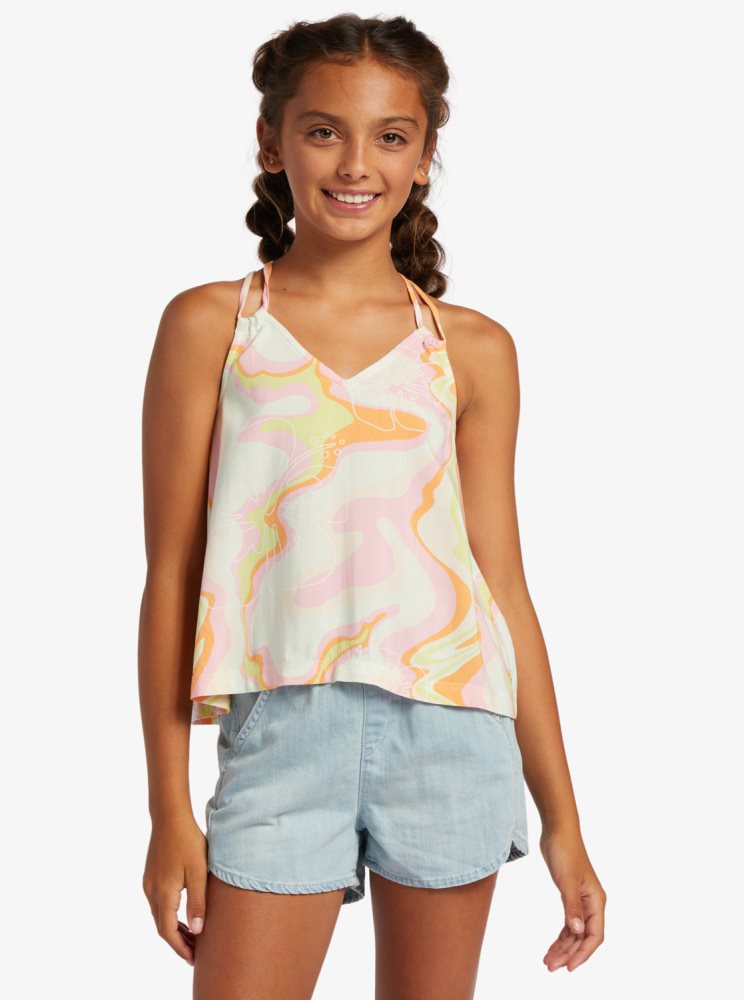 Pink Stripes Kids' Roxy 4-16 Good Influence Tanks | USA HBQY-84725