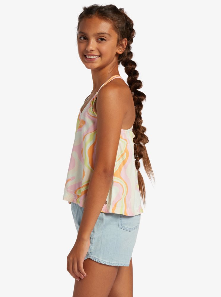 Pink Stripes Kids' Roxy 4-16 Good Influence Tanks | USA HBQY-84725