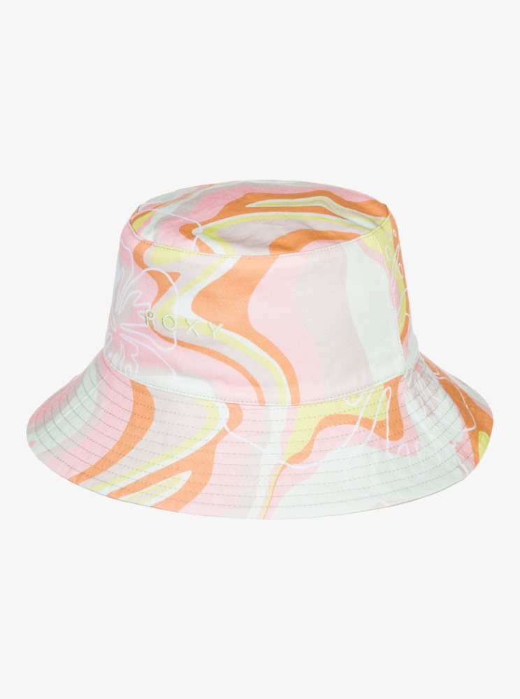 Pink Stripes Women's Roxy Jasmine Paradise Reversible Bucket Hats | USA YEQG-24068