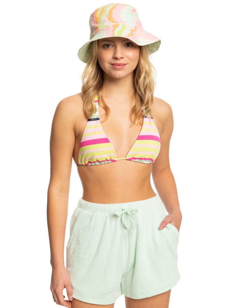 Pink Stripes Women's Roxy Jasmine Paradise Reversible Bucket Hats | USA YEQG-24068