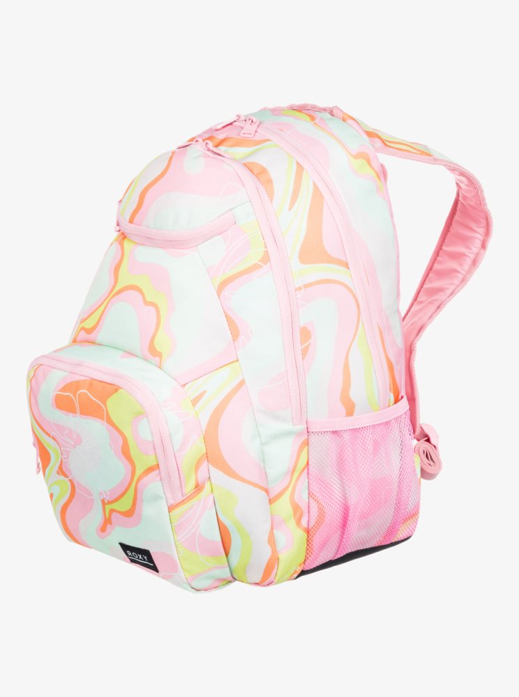 Pink Stripes Women's Roxy Shadow Swell Printed 24L Medium Backpacks | USA KDOZ-01932